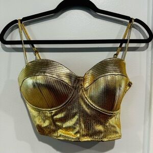 Gold Metallic Bustier Top back